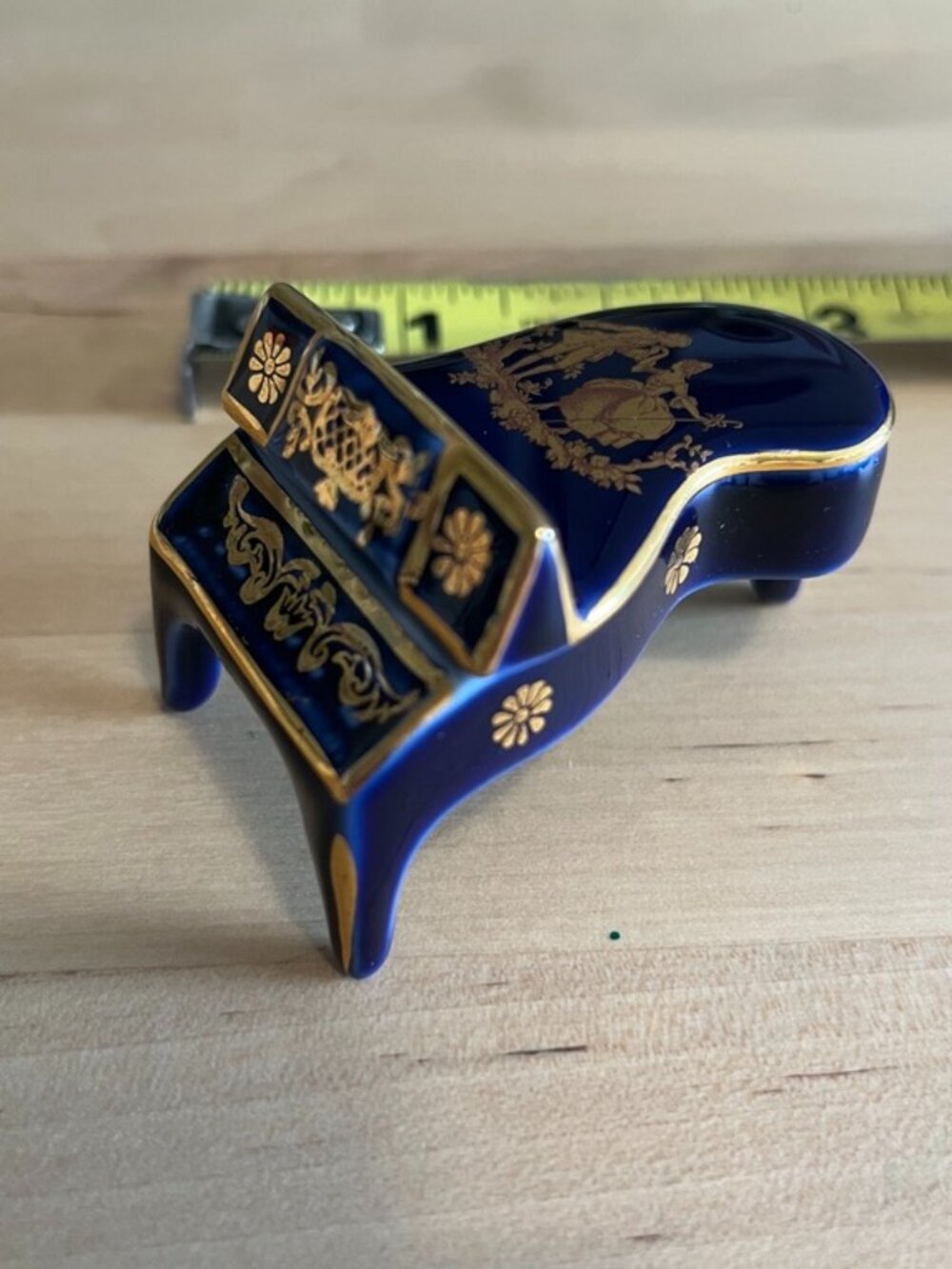 Limoges France Cobalt Blue Porcelain Miniature Grand Piano Figurine